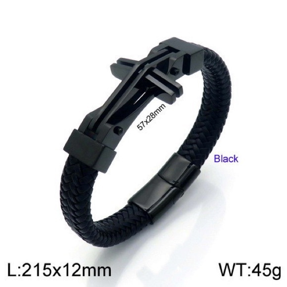 Black Braided Bracelet with Metal Clasp